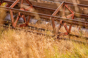 combine harvester working in a field