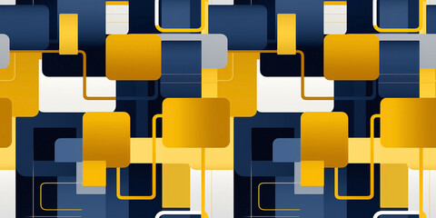 Seamless pattern, vintage navy and mustard rectangles. Concept: Nostalgic linear prints.