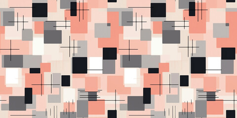 Peach pink and grey box motifs seamless pattern. Concept: Sweet geometric wallpapers.