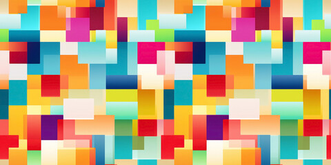 Squares and rectangles in vibrant colors seamless pattern. Concept: Captivating geometric prints.