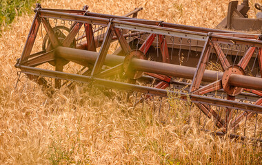 combine harvesting wheat