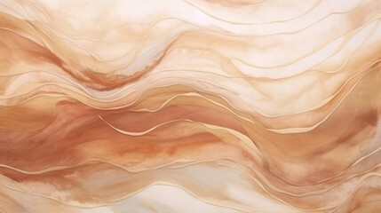 Brown beige soft color gradient watercolor wave abstract background. Wavy elegant modern template design. AI Illustration for cosmetics nature concept, backdrop, textile, banner.