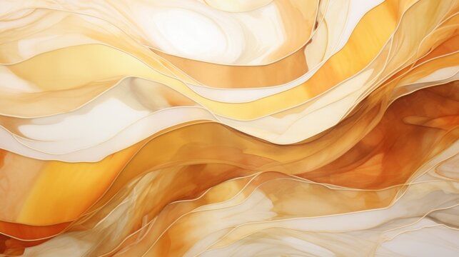 Brown beige soft color gradient watercolor wave abstract background. Wavy elegant modern template design. AI Illustration for cosmetics nature concept, backdrop, textile, banner.