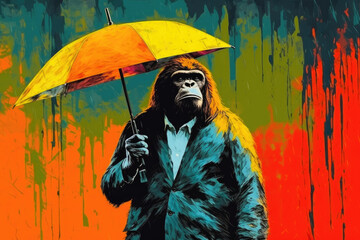 Gentleman Orangutan: A Rainy Stroll in Style