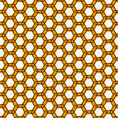 Paint brush hexagons. Hand drawn honeycombs background. Hexahedrons wallpaper. Hives motif. Geometric backdrop. Ethnic digital paper. Web designing. Textile print. Seamless pattern.