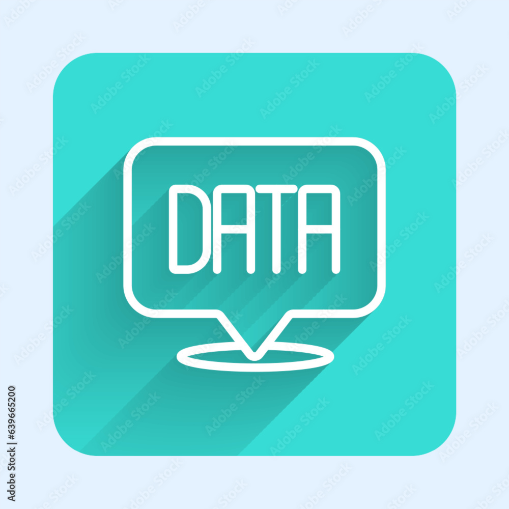 Poster white line data analysis icon isolated with long shadow background. business data analysis process, 