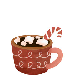 cup of coffee with candy and marshmellow