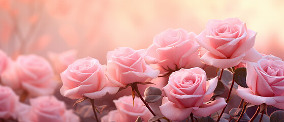ramo de flores de rosas rosas, con fondo desenfocado