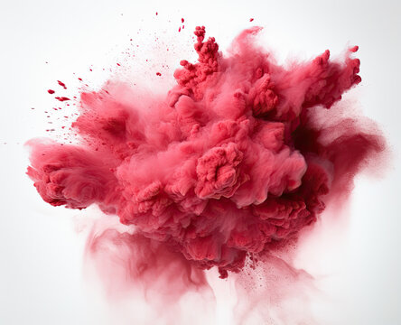  explosi&oacute;n de polvo rojo sobre fondo blanco