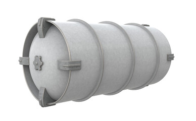 White Painted Barrel For Chemical And Radioactive Liquids Horizontal 3D Rendering