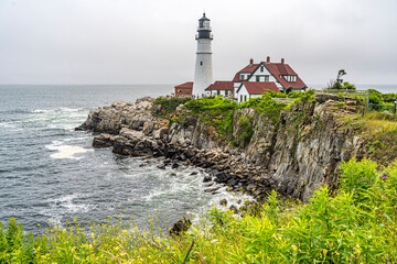 Fototapeta na wymiar Portland Head lighthouse on Cape Elizabeth