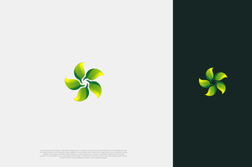 Green Leaf nature environtment element logo design. Power energy ecology sustainability. Vector Concept illustration.