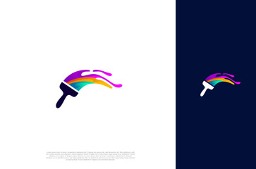 colorful brush and paint symbol minimalist design style, Vector illustration logo design template