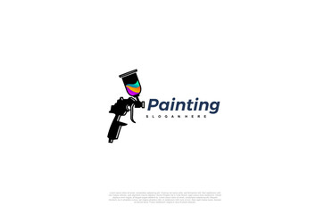 Painting logo with spray gun colorful design for Vehicle or art Concept, Vector illustration logo design template