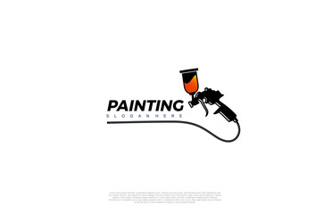 Painting logo with spray gun colorful design for Vehicle or art Concept, Vector illustration logo design template