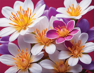Colorful flowers on purple background