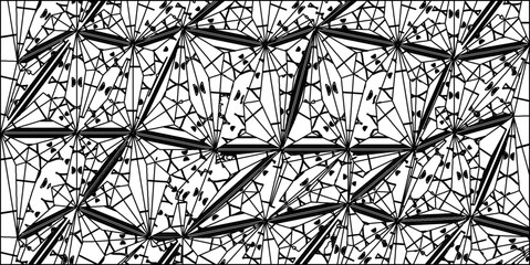 Vector pattern with symmetrical elements . Modern stylish abstract texture. Repeating geometric tiles from striped elements.Black and white pattern.