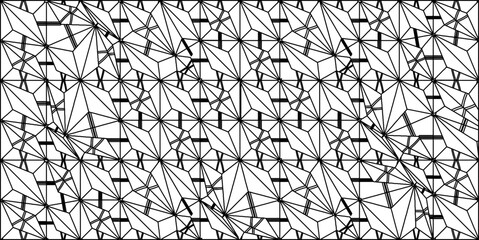 Vector pattern with symmetrical elements . Modern stylish abstract texture. Repeating geometric tiles from striped elements.Black and white pattern.