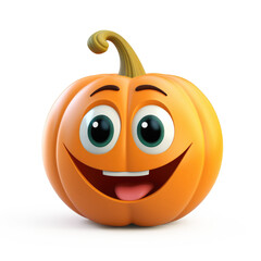 Fototapeta premium Cute Cartoon Pumpkin Emoticon Character for Halloween Isolated on a White Background