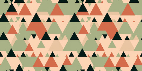 Seamless pattern, organic beige and olive green triangles. Concept: Calm angular prints.