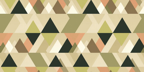 Olive green and beige designs seamless pattern. Concept: Peaceful graphic wallpaper with a group of triangles.