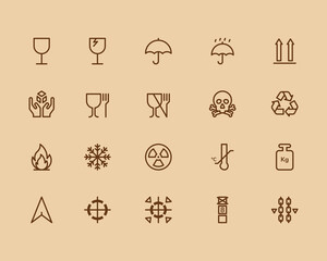 Packaging symbols vector , Cargo icons. Vector illustration
