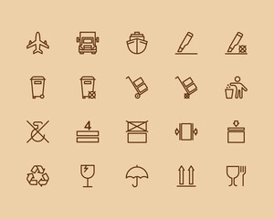 Packaging symbols vector , Cargo icons. Vector illustration