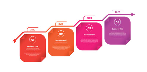 Path to success stair step infographic timeline template with arrow shape