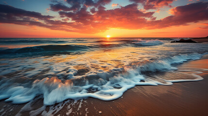 Obraz premium Embracing the Beauty of Sunrise over the Sea. Generative AI