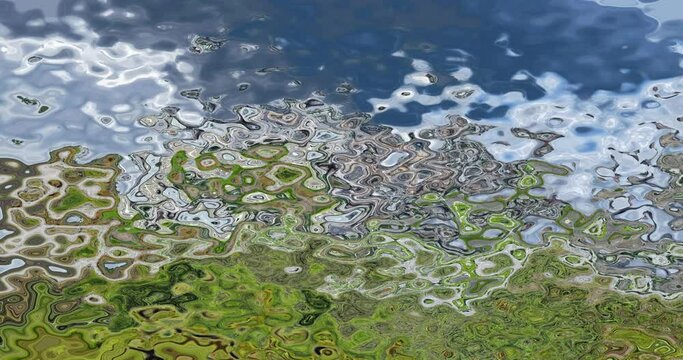 abstract seamless looping video background animated stained - watercolor stained liquid paint effect - color green grey blue