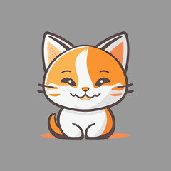 A cute mascot cat logo is a simple, vector 