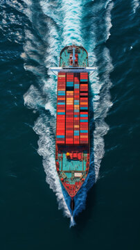 Cargo ship - Ship on the high seas - Ship with containers on the high seas - import - export 