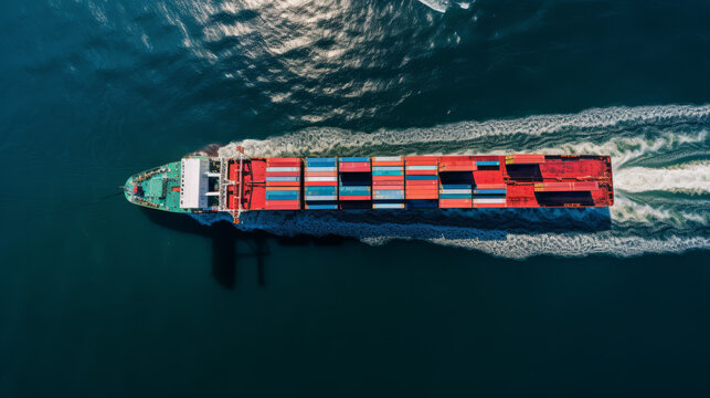 Cargo ship - Ship on the high seas - Ship with containers on the high seas - import - export 