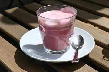 strawberry smoothie in a glass