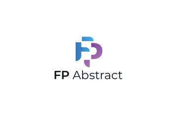 vector gradient abstract FP logo design