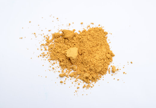 Yellow ochre or ocher Goldochre pigment. A mixture of ferric oxide and varying amounts of clay and sand.
