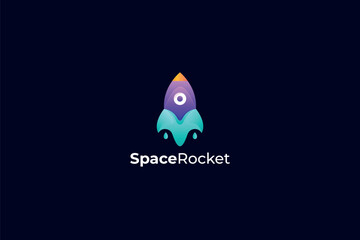 vector gradient abstract rocket space logo design