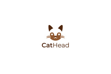 vector cat head logo design
