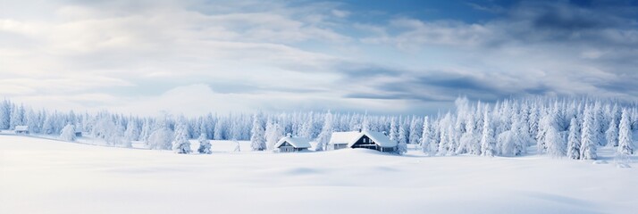 Tranquil winter background with fresh snowfall - obrazy, fototapety, plakaty