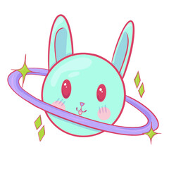 Rabbit planet, really cute. srgb 400dpi