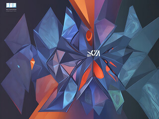 Abstract polygonal background for a cover, banner, poster, presentation on a technological, scientific topic. Transparent sectors in the center. Copy