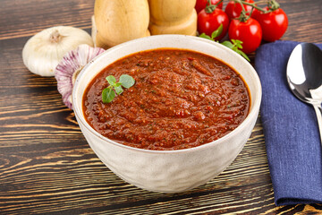 Spanish traditional gazpacho tomato soup