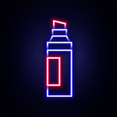 Glowing neon line Marker pen icon isolated on brick wall background. Colorful outline concept. Vector