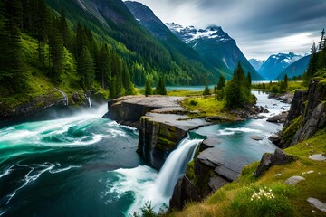 waterfall in the mountains