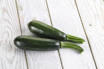 Sliced raw young green zucchini