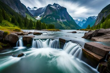 waterfall in the mountains