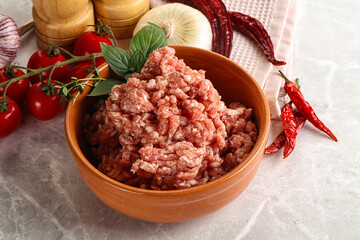 Raw minced pork uncooked meat