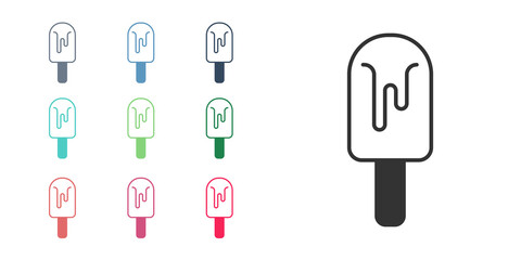 Black Ice cream icon isolated on white background. Sweet symbol. Set icons colorful. Vector