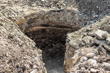 Round pit for installing the sewer circle, septic tank