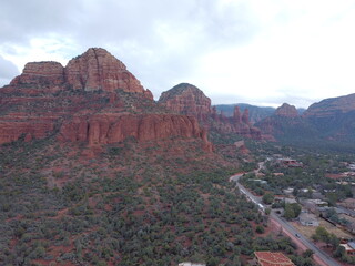 Sedona's Majestic Red Rock Formations: Aerial Odyssey and Desert Beauty Captured by Drone